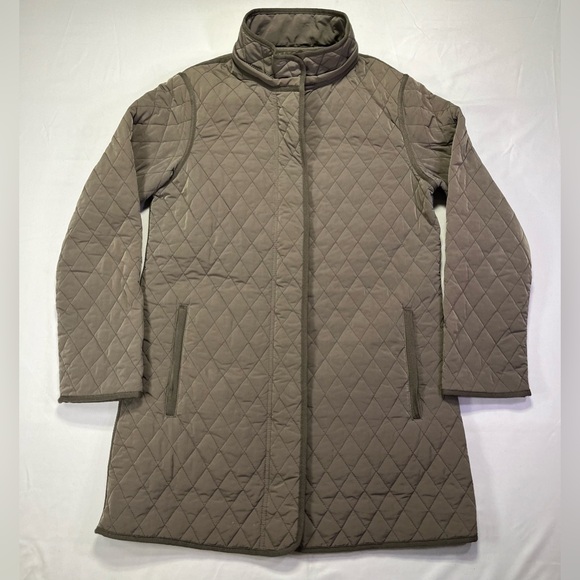 Garnet Hill Women's Quilted Car Coat Chocolate Brown Puffer Jacket - 8 - Picture 2 of 8